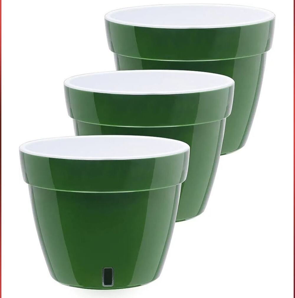Self Watering Planter Pots (3 Pack) Indoor & Outdoor Pots with Drainage 9.2"